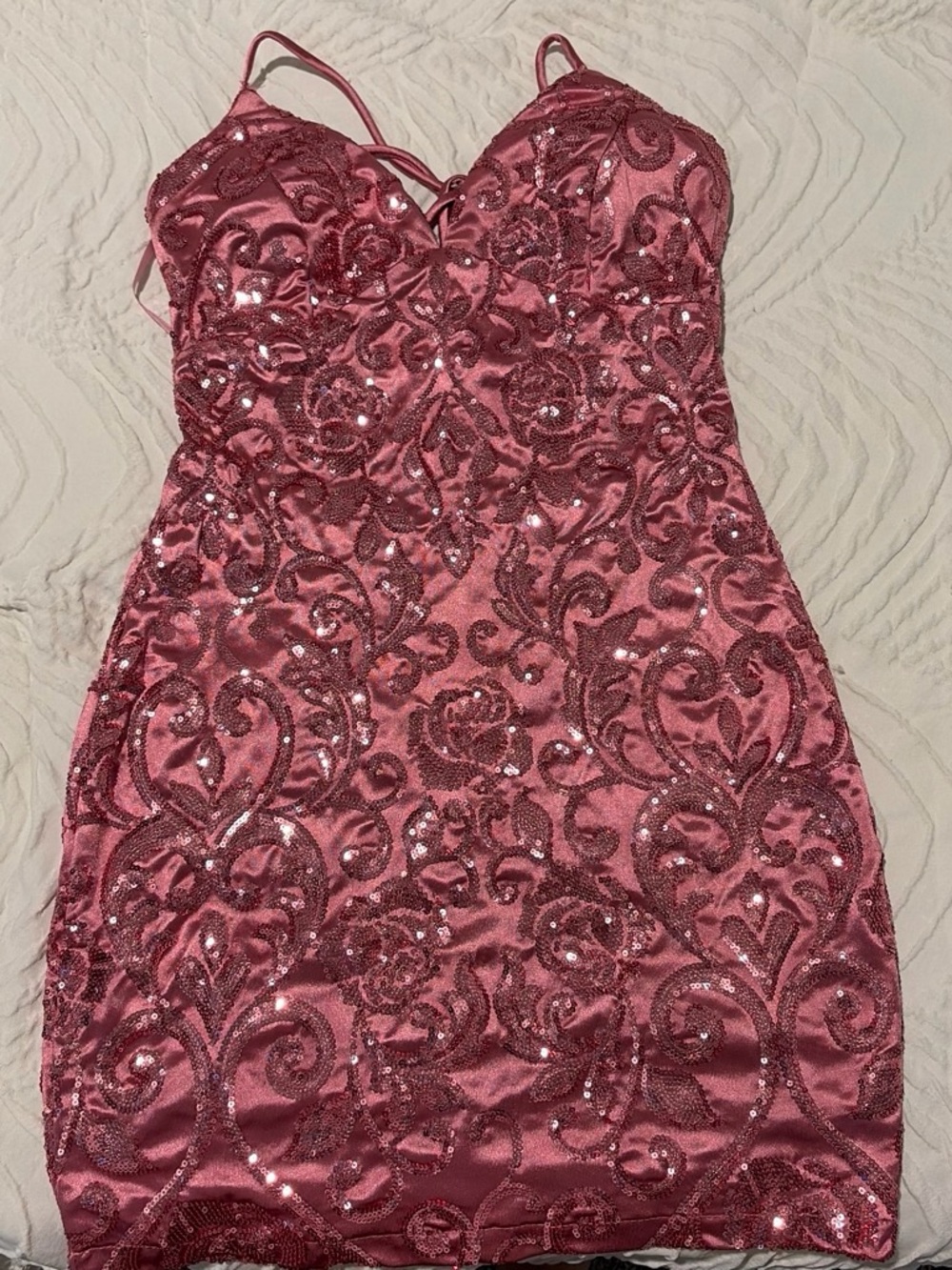 Windsor Rose Pink Sequin Embellished Mini Dress